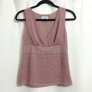 Ann Taylor Loft Mauve Beaded Tank top